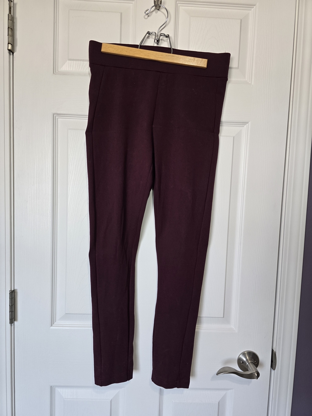 Ann Taylor Ponte High-Waist Leggings in Plum